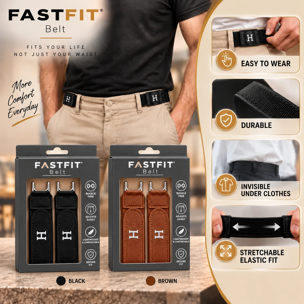 FASTFIT Belt | Comfortable Fit Without Bulk | Buy 1 Get 1 Free🔥