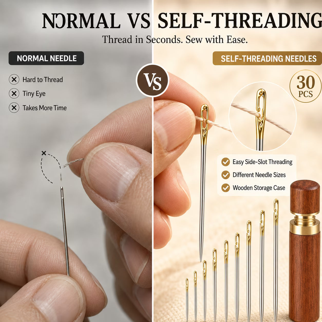 Self-Threading Sewing Needles | Magic Smart Slot Design |    Buy 1 Get 1 - Only for Today 🔥