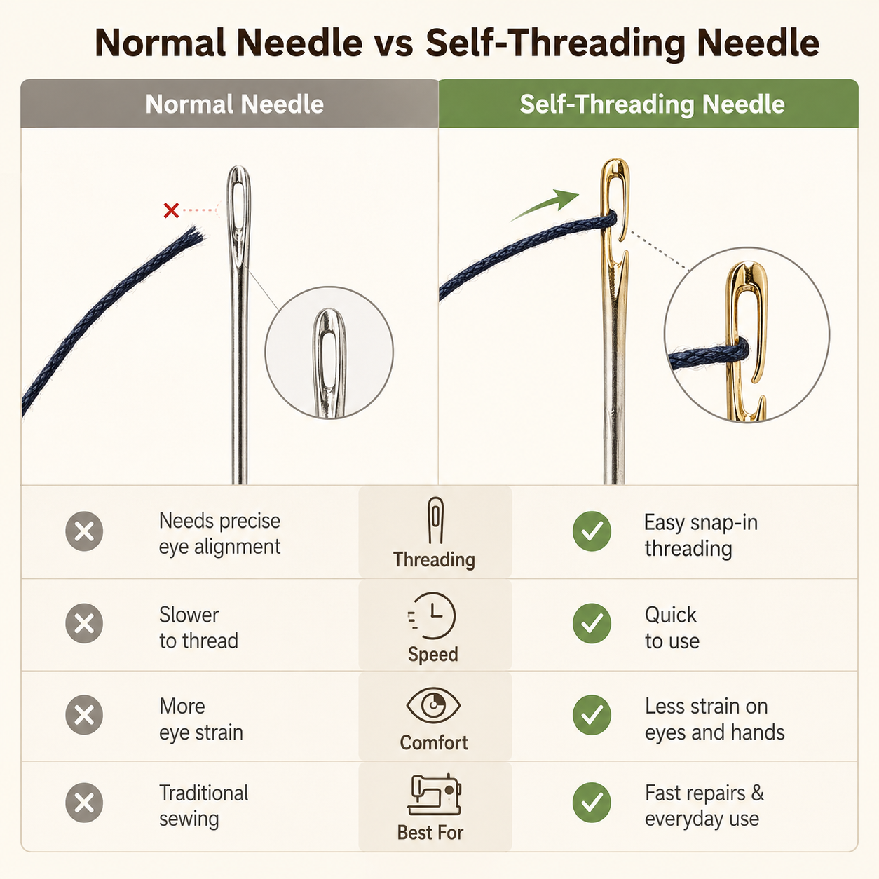 Self-Threading Sewing Needles | Magic Smart Slot Design |    Buy 1 Get 1 - Only for Today 🔥