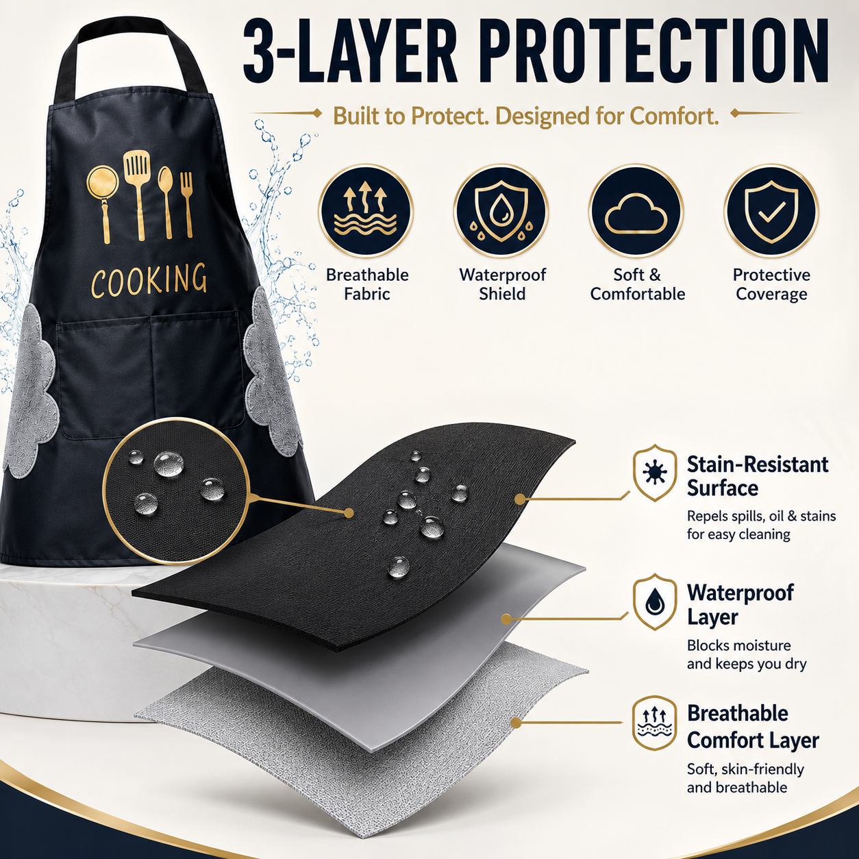 😍Mess-Free Multipurpose Apron | ✨Cook like a chef | 🔥Buy 1 get 1 free