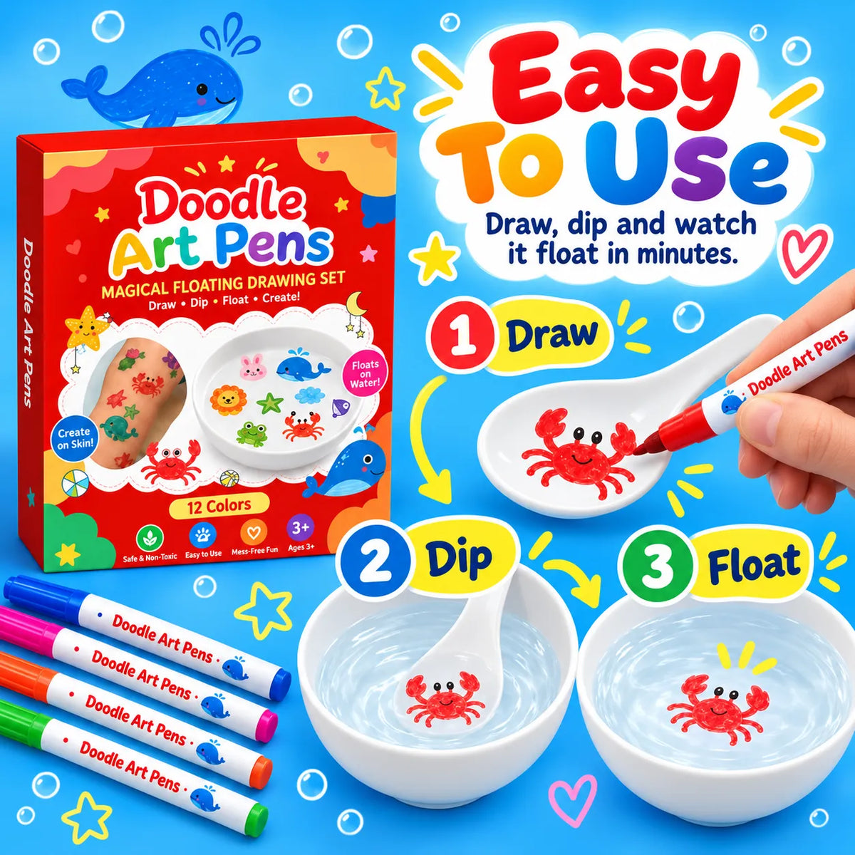 Doodle Art Pens | Draw, Float & Reuse |🔥 Buy 1 Get 1 Free 🔥