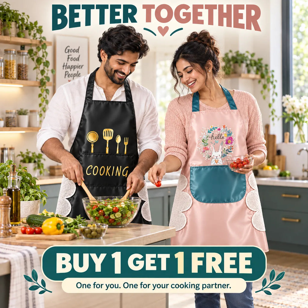 Kitchenchef's Apron -  ✨ High Quality | Buy 1 Get 1 Free | Black & Cream